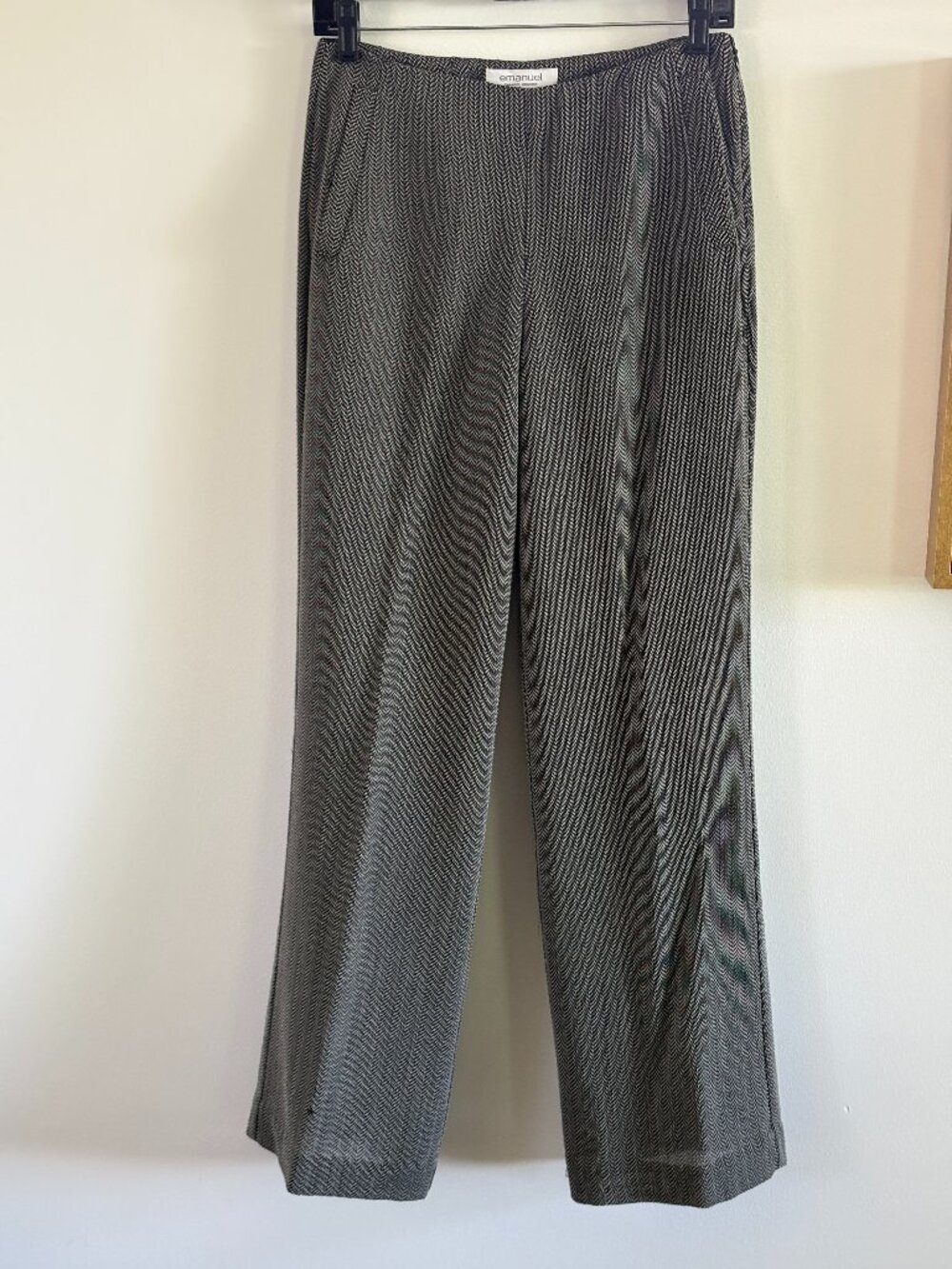 Emanuel Ungaro Vintage Black & White Wool Patterned Pants, Size 4